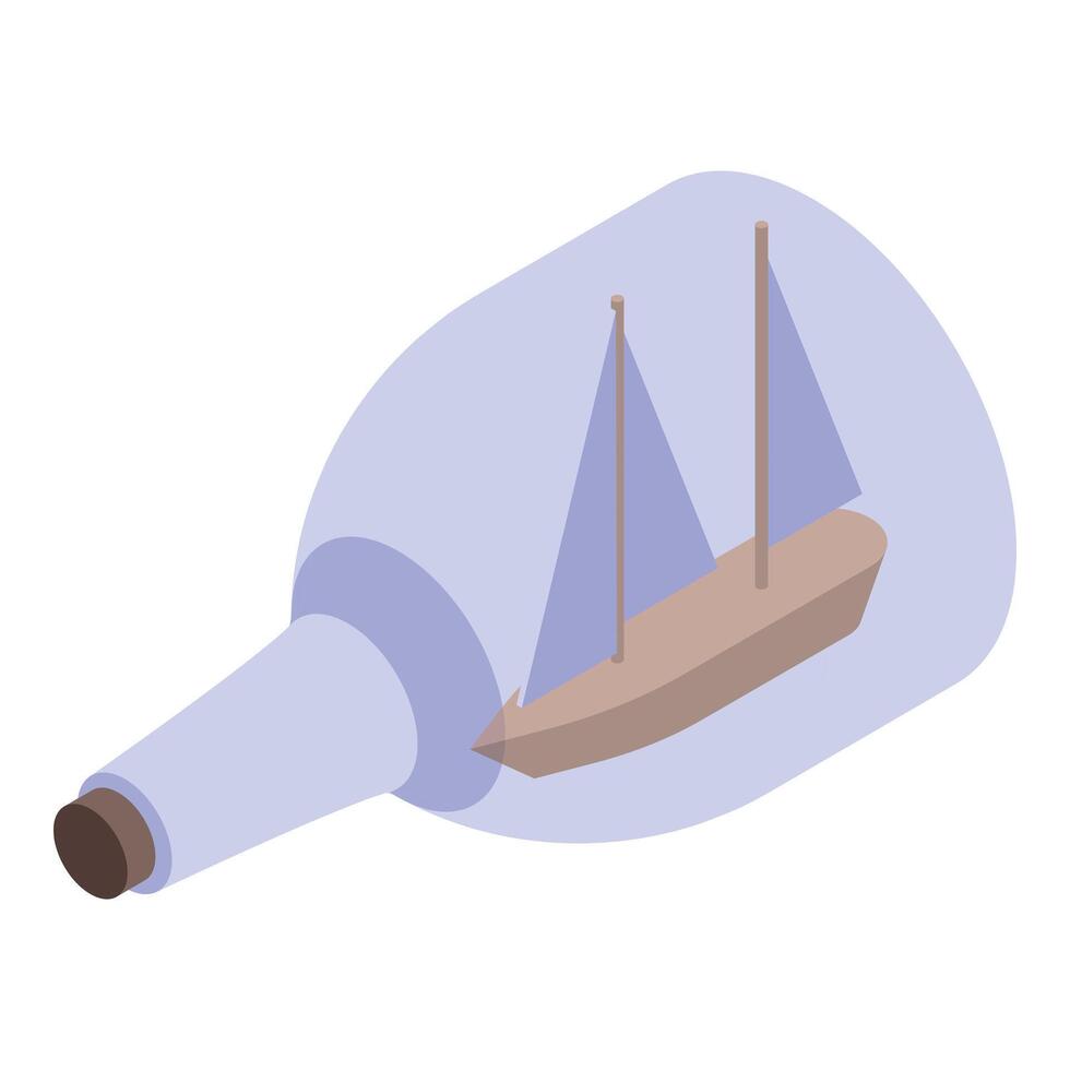 Sailboat floating inside a glass bottle on white background vector