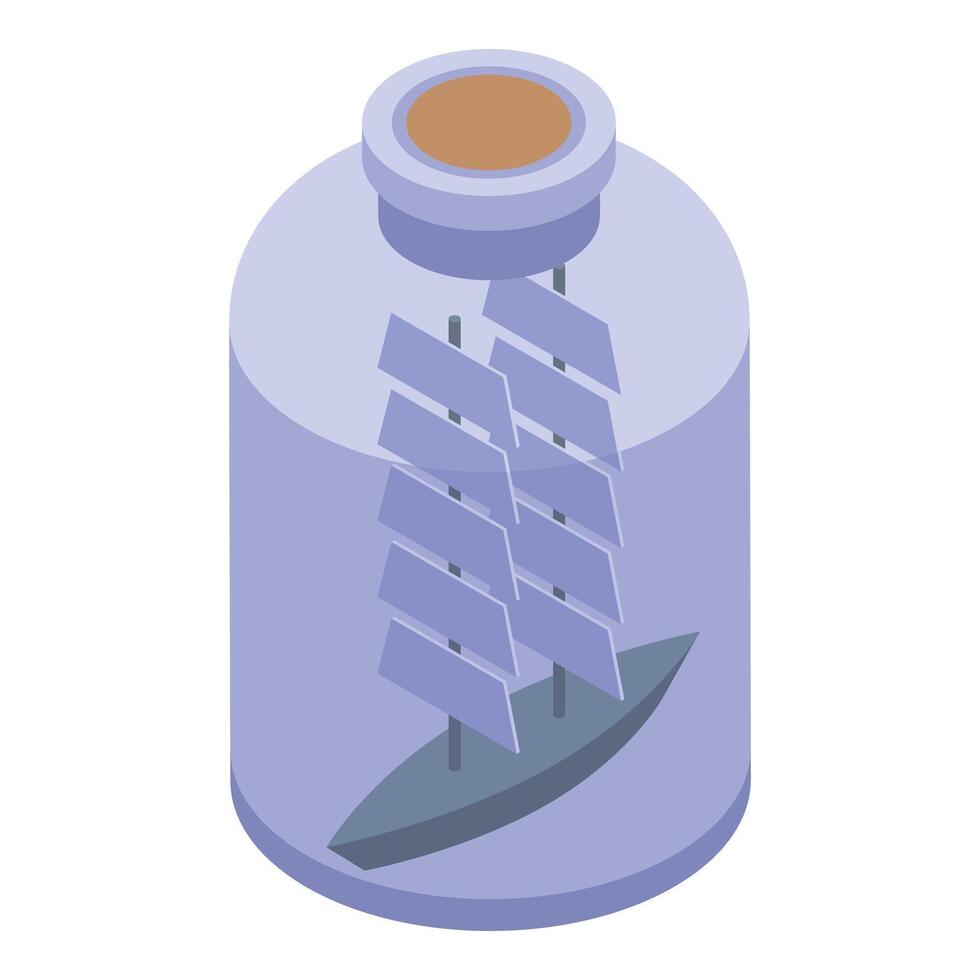 Glass bottle containing model sailing ship for decoration vector