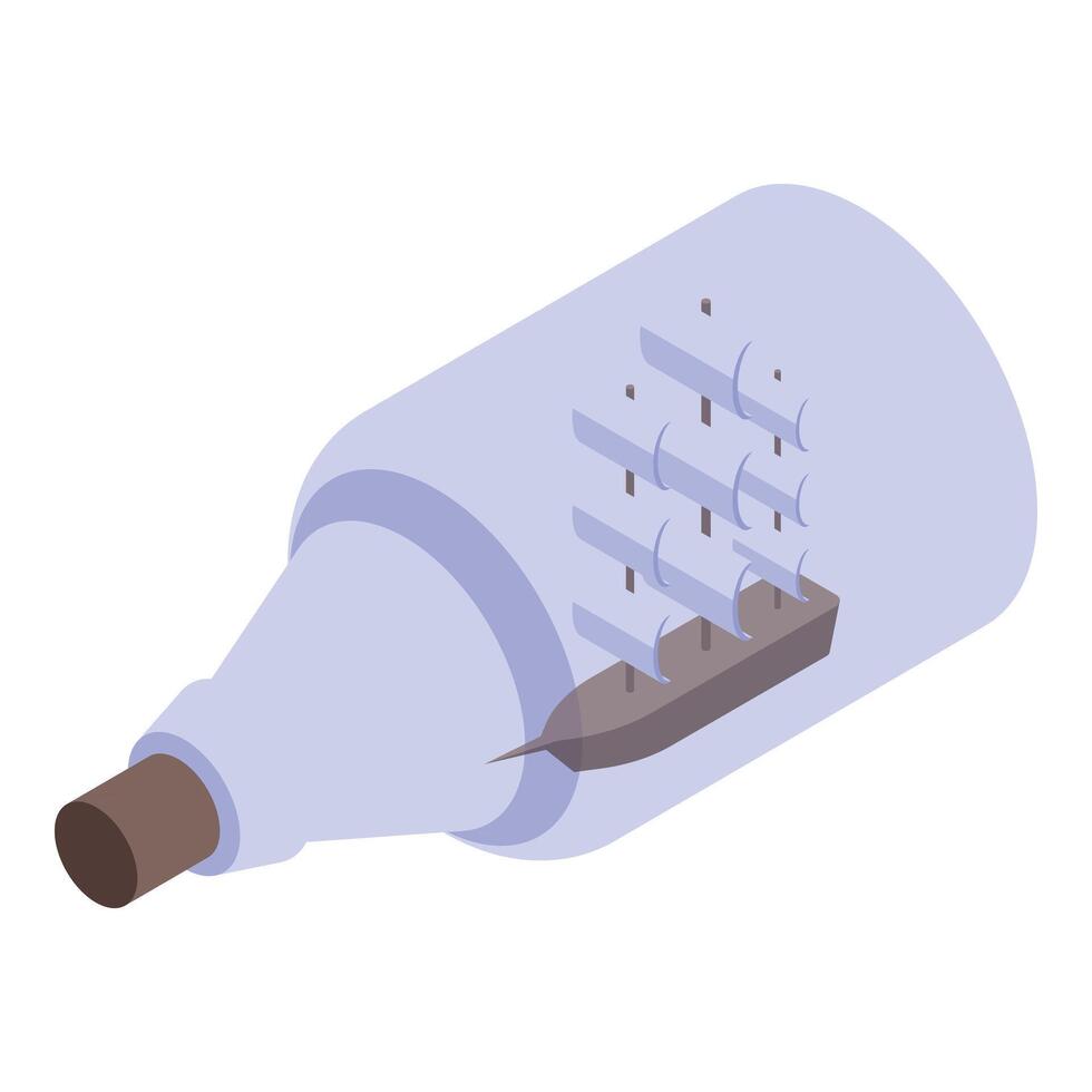 Old ship inside a glass bottle is representing sea adventures vector