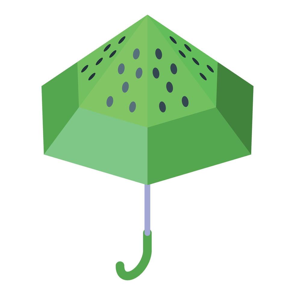 Green pyramid umbrella is protecting from the rain vector