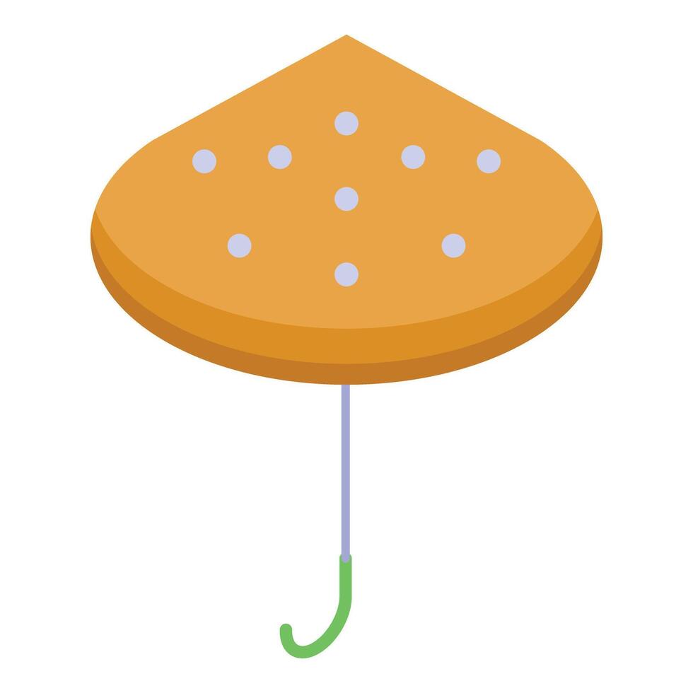 Closed orange umbrella protecting from rain isometric icon vector