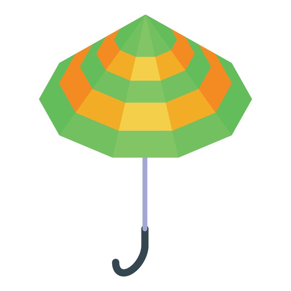Green and orange striped beach umbrella protecting from sun vector
