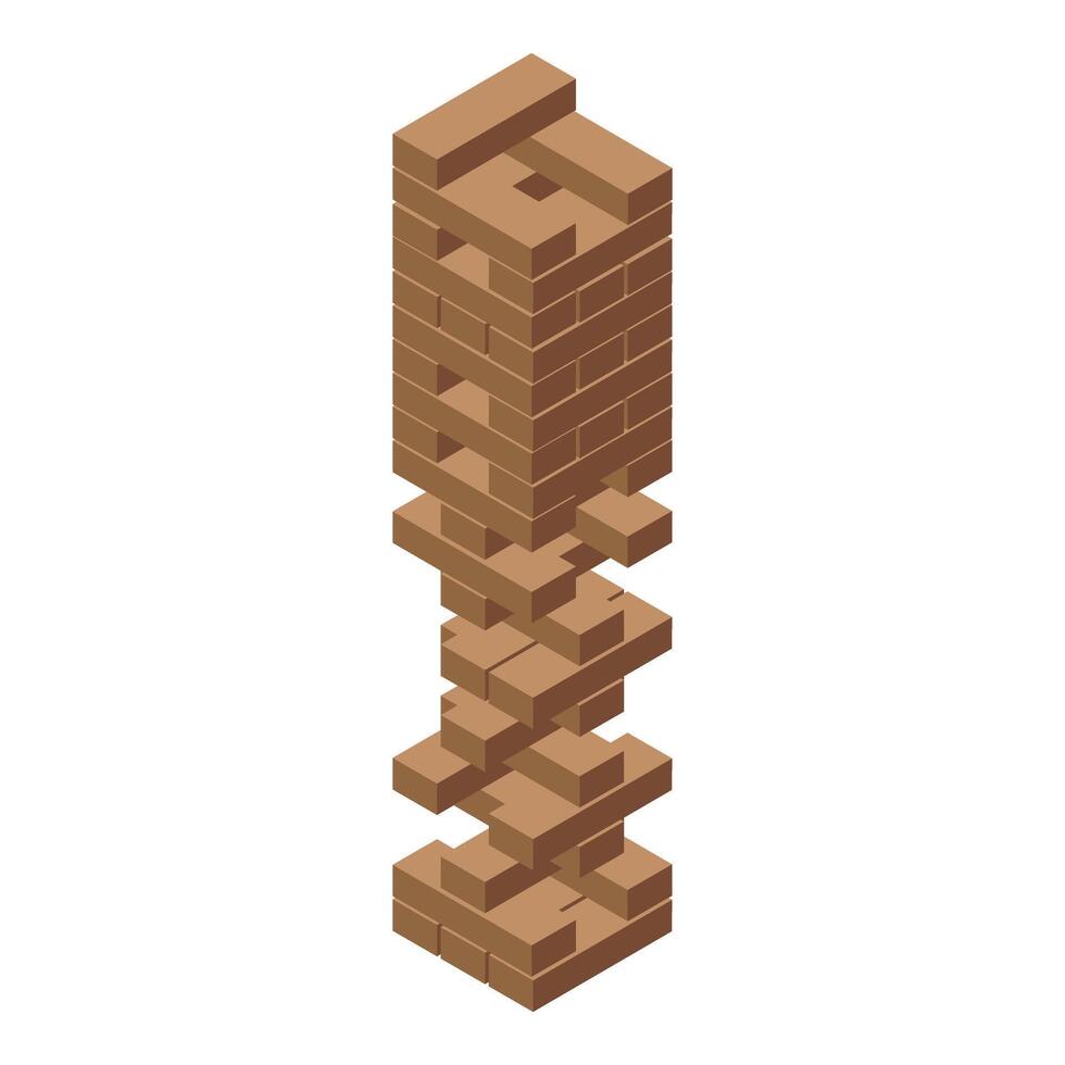 Wooden block tower standing while missing blocks showing risk and reward vector