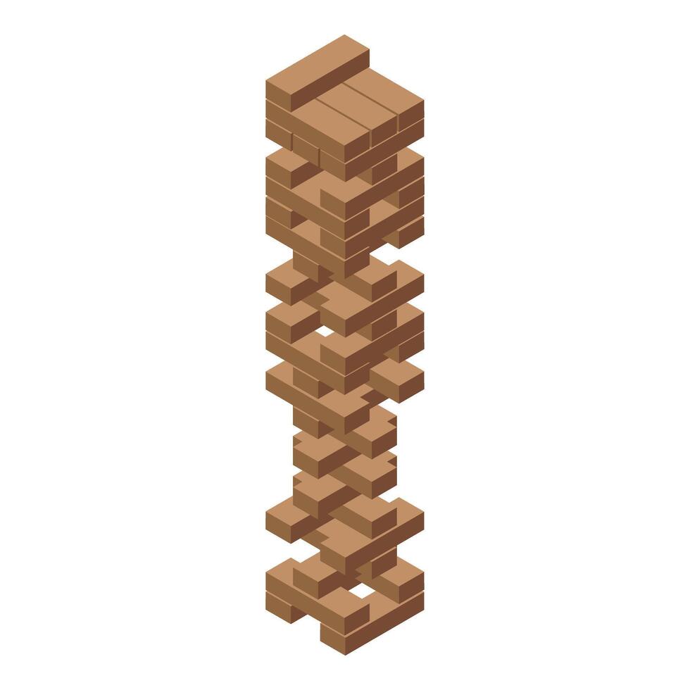 Wooden blocks tower standing on white background is balancing vector