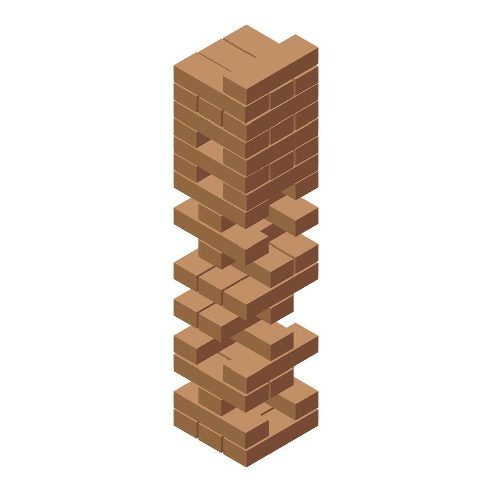 Wooden block tower balancing game on white background vector