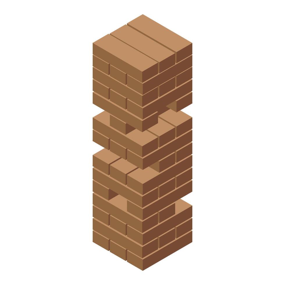 Wood block tower balancing on white background vector