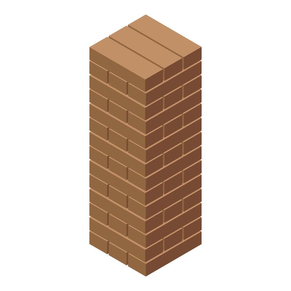 Tall brick column standing on white background vector