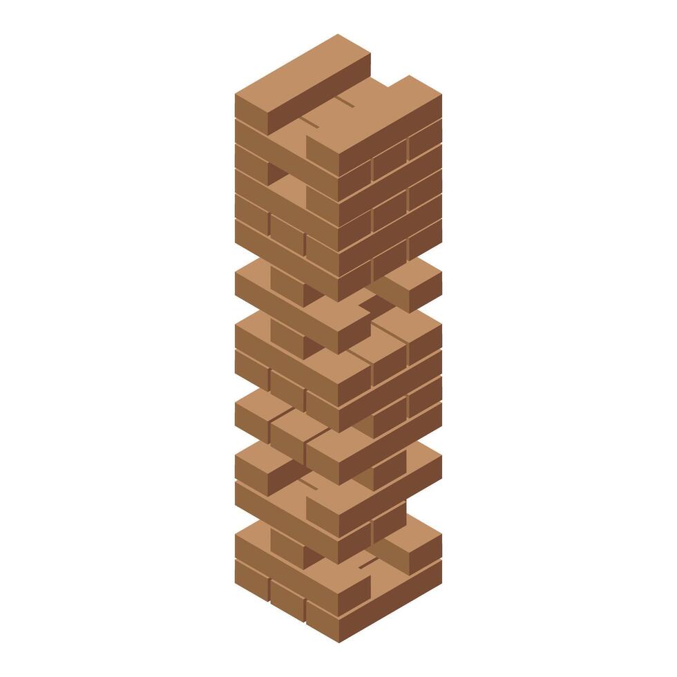 Wooden blocks tower balancing game on white background vector