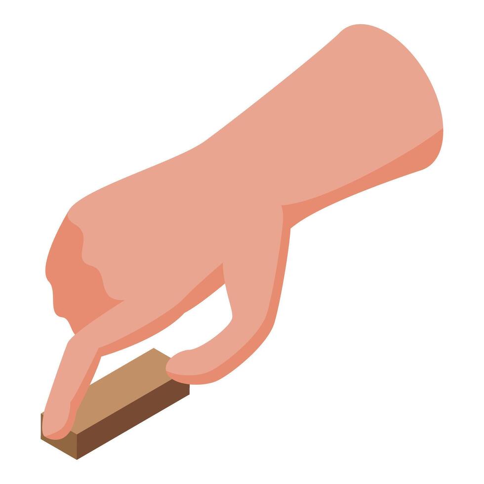 Notary public hand pressing wooden stamp on document for legalization vector