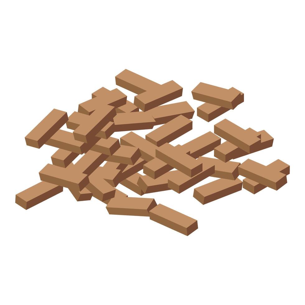 Pile of wooden planks for construction project isometric icon vector
