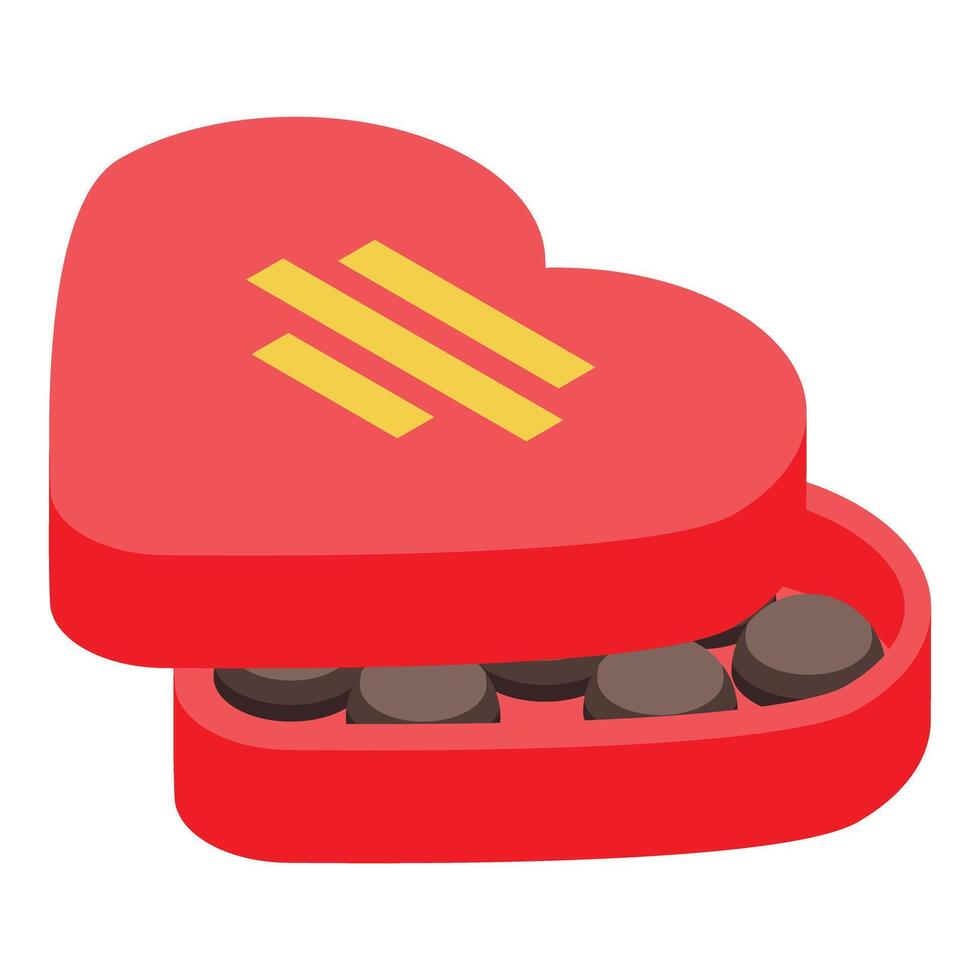 Open heart shaped box containing round chocolate candies vector