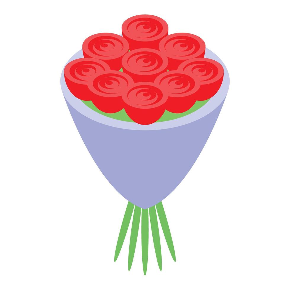 Bouquet of red roses wrapped in elegant paper for a romantic gesture vector