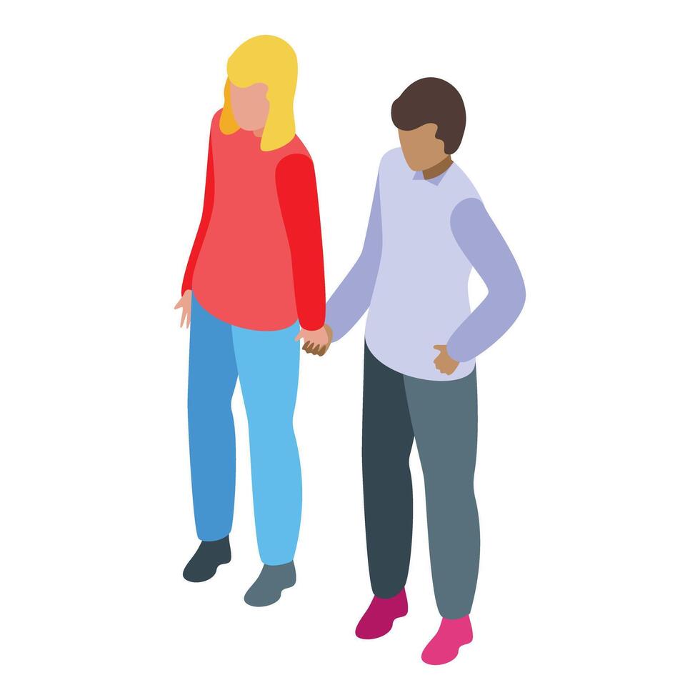 Young couple holding hands standing together isometric view vector