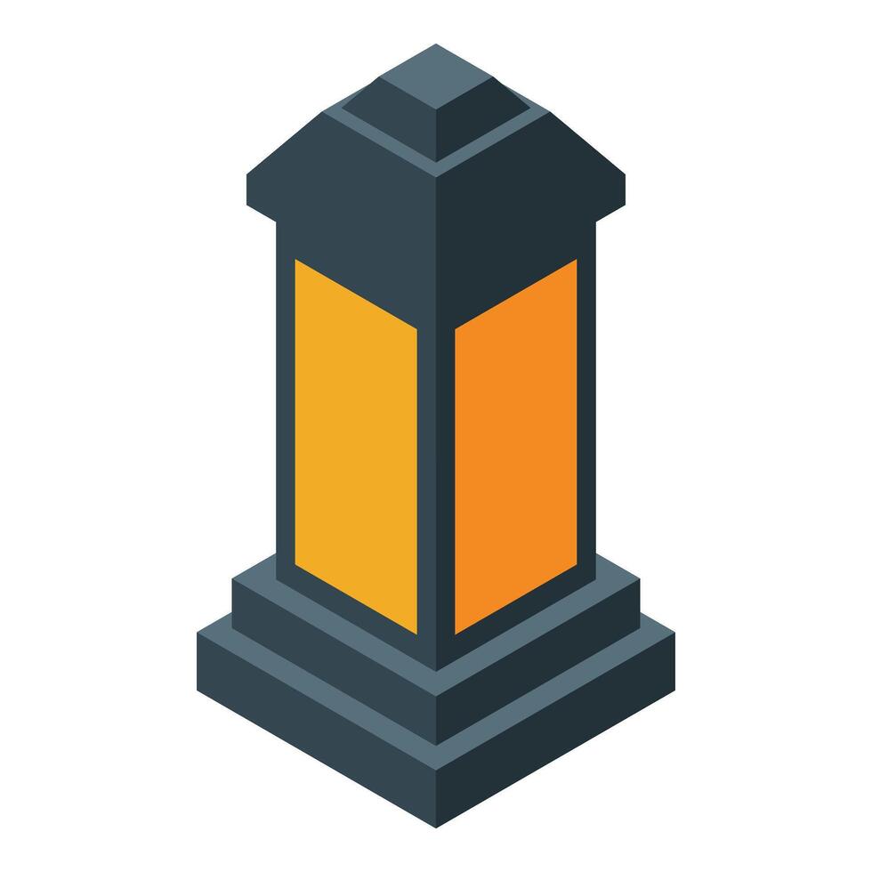 Street lamp standing on a stone pedestal illuminating isometric view vector