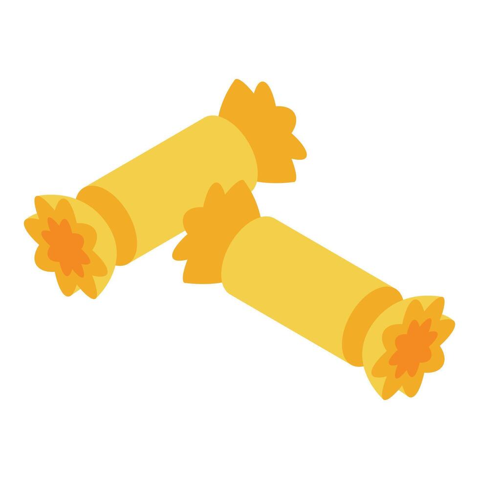 Two yellow christmas crackers lying next to each other vector