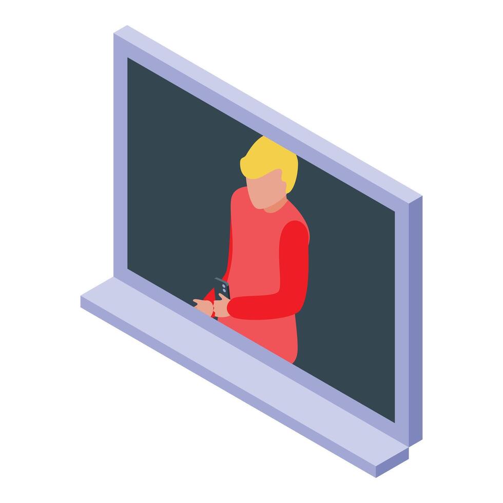 Blogger recording video content using smartphone on tripod vector