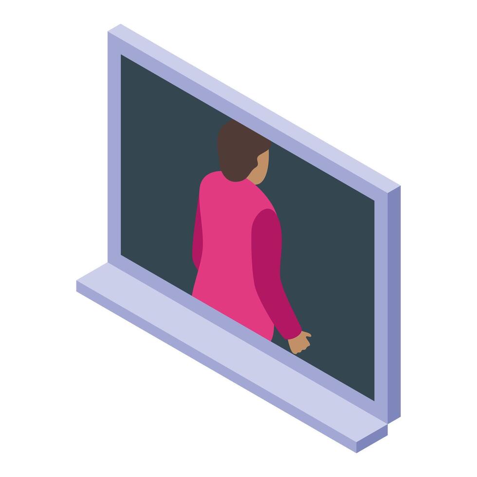 Businessman walking through interactive digital screen vector