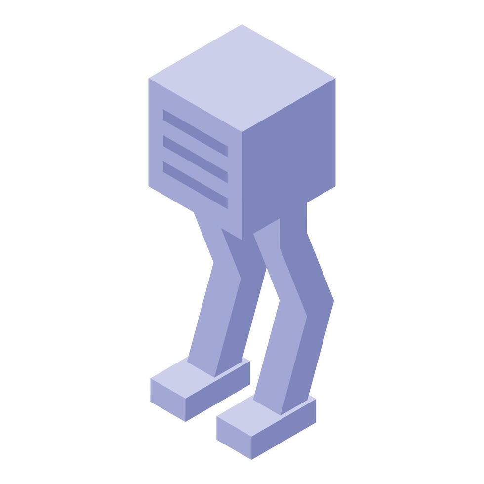 Robot walking with two legs in isometric style vector