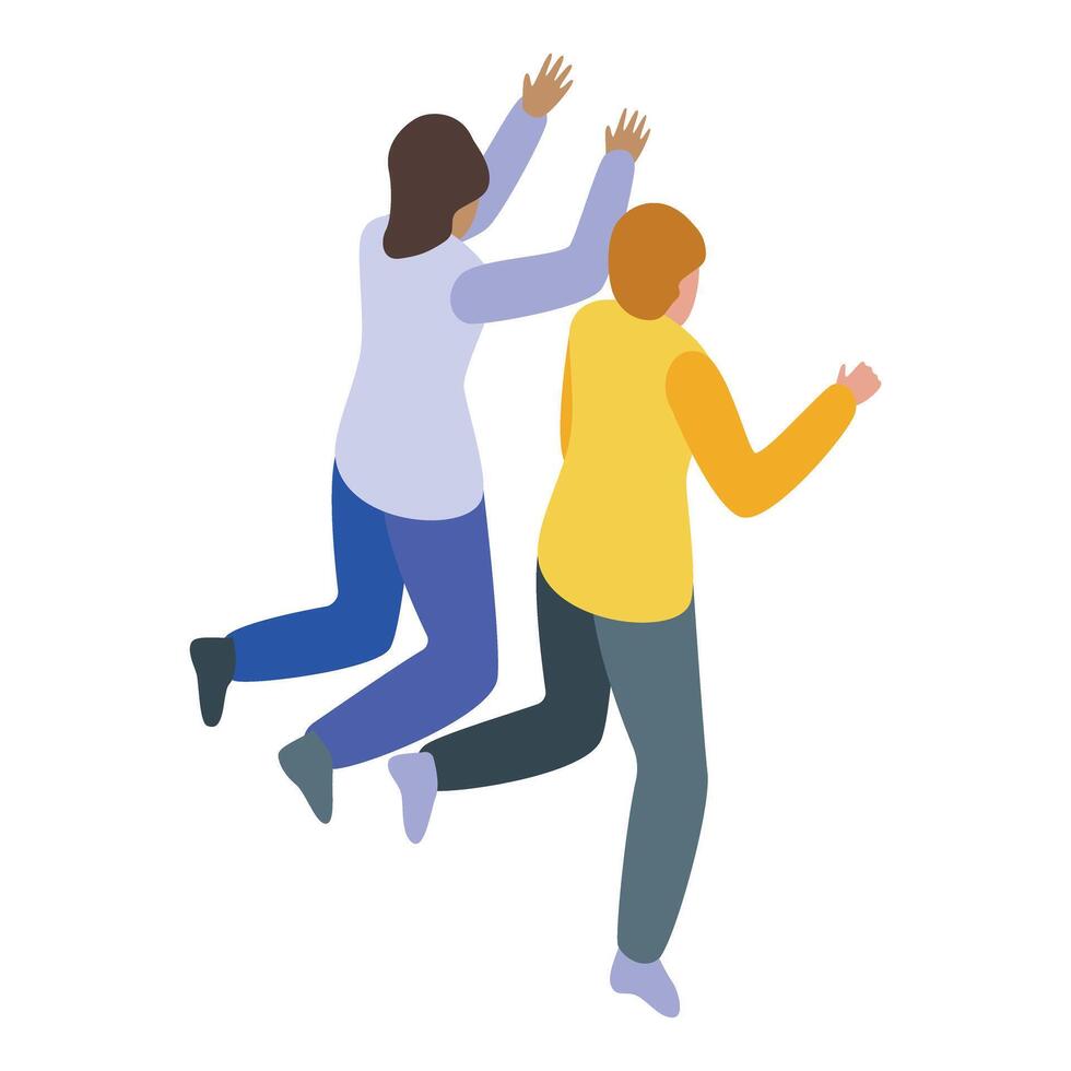 Business team celebrating success is running with arms raised vector