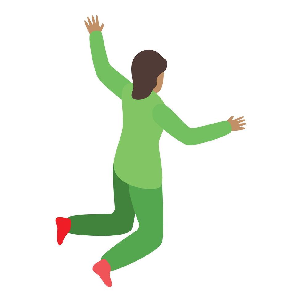 Woman celebrating success is kneeling with her arms up in the air vector