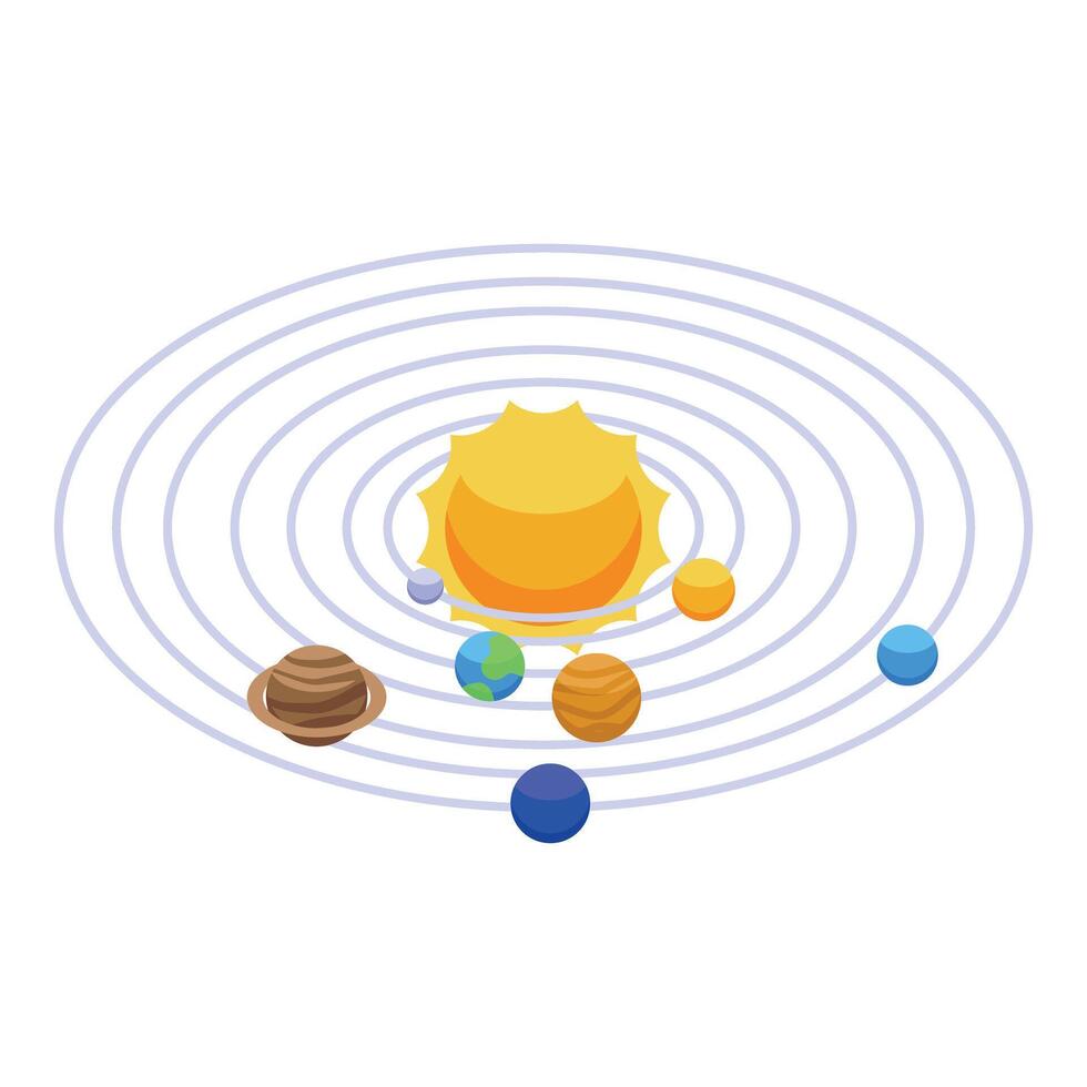 Solar system model showing planets orbiting around sun vector