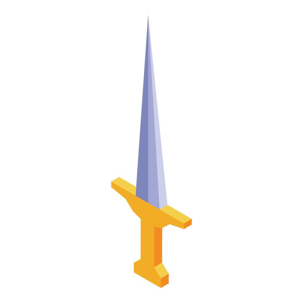Isometric sword standing up pointing upwards vector