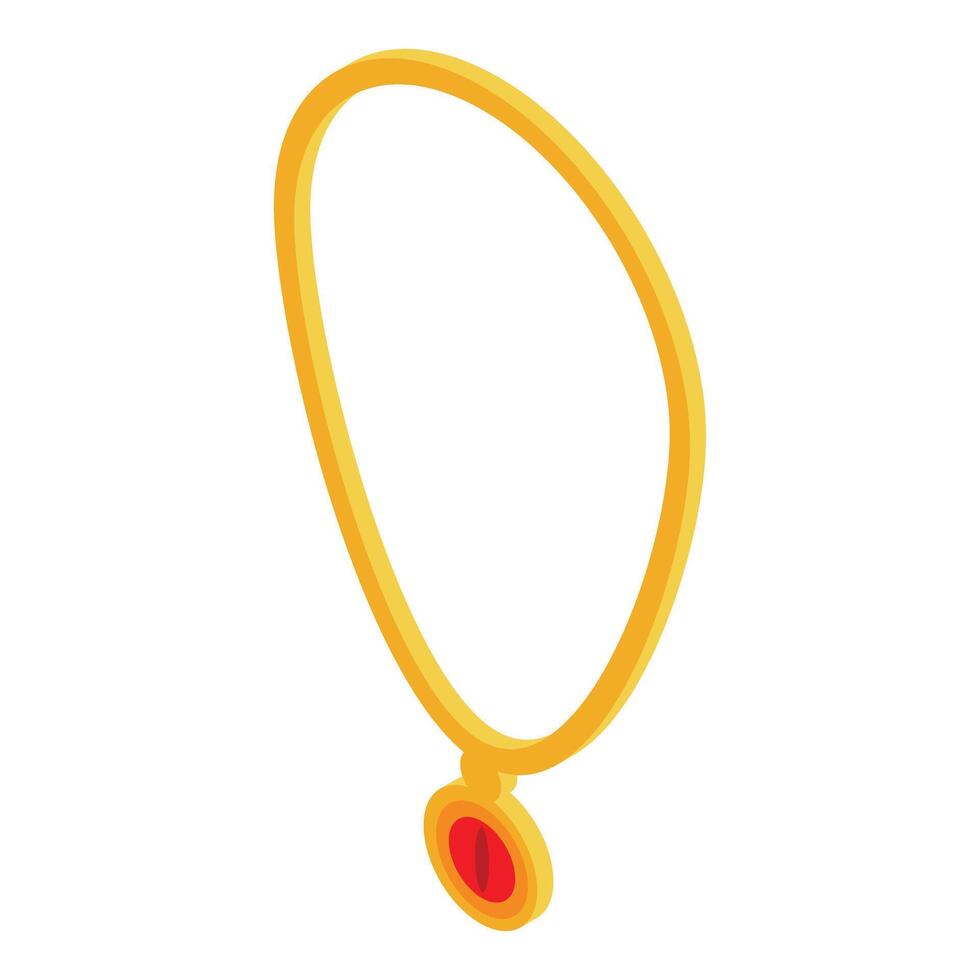 Golden necklace holding a red ruby is glittering on white background vector
