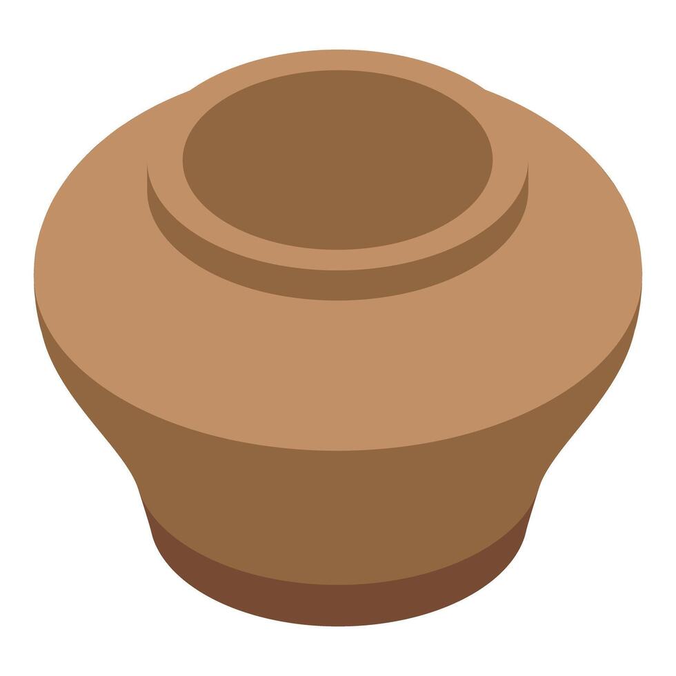 Empty clay pot standing on white background vector