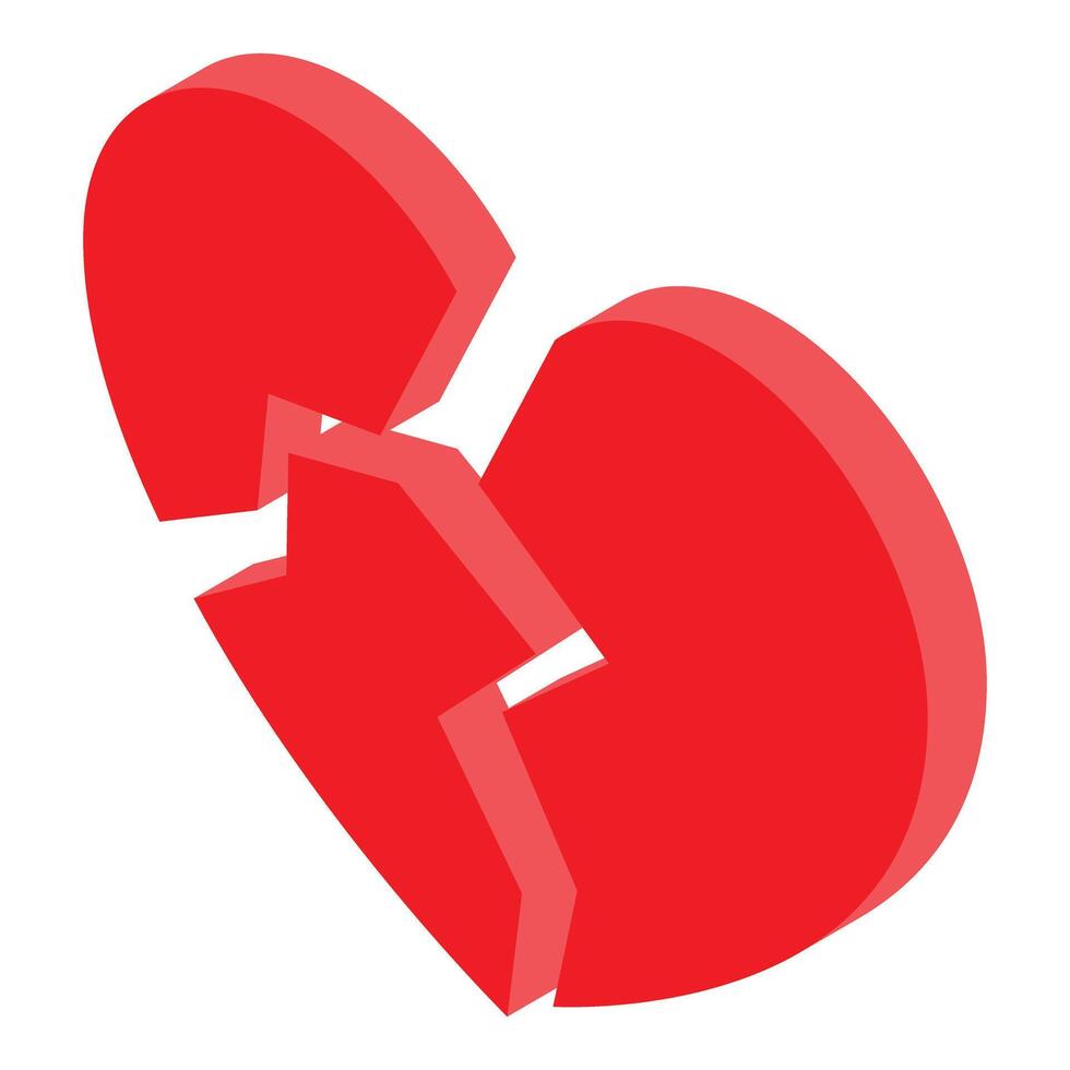 Red broken heart representing sadness and heartbreak vector
