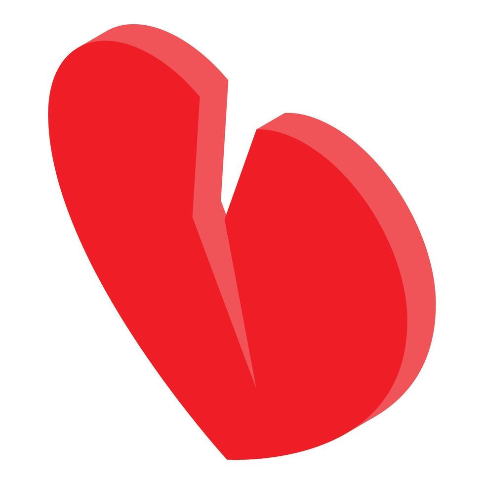 Red broken heart representing sadness and separation vector