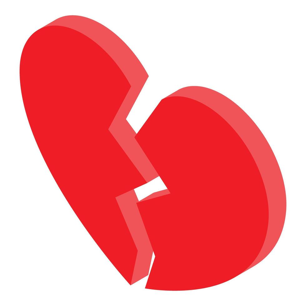 Red broken heart representing sadness and heartbreak vector