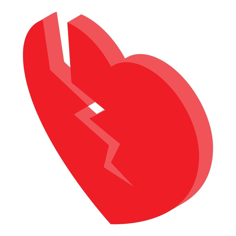 Red broken heart representing end of love relationship vector