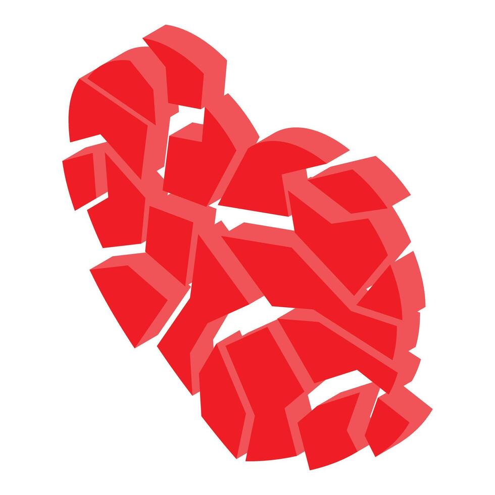 Red broken heart representing sadness and separation vector