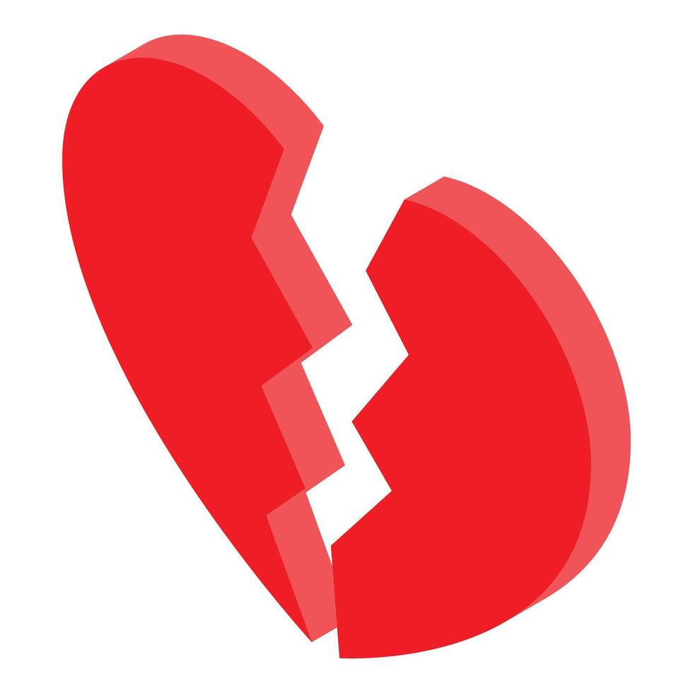 Red broken heart is splitting apart illustrating a painful separation vector