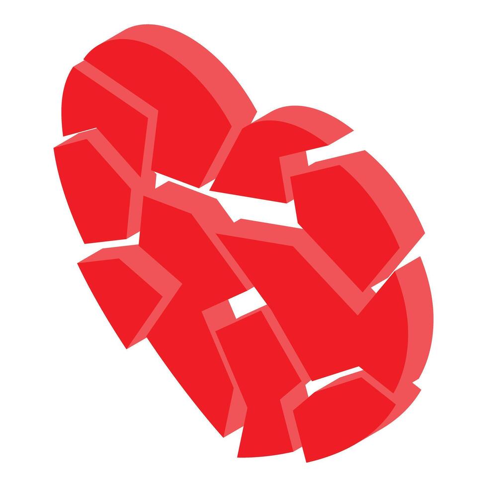Red broken heart representing sadness and heartbreak vector