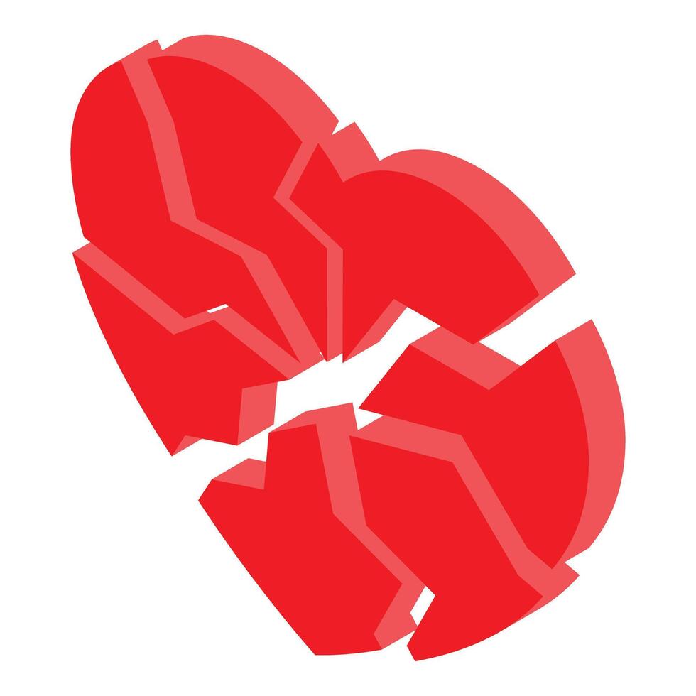 Broken heart splitting apart symbolizing difficult separation vector