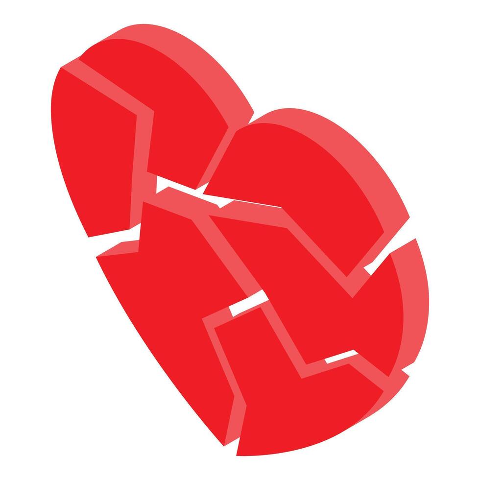 Broken red heart representing divorce and end of relationship vector