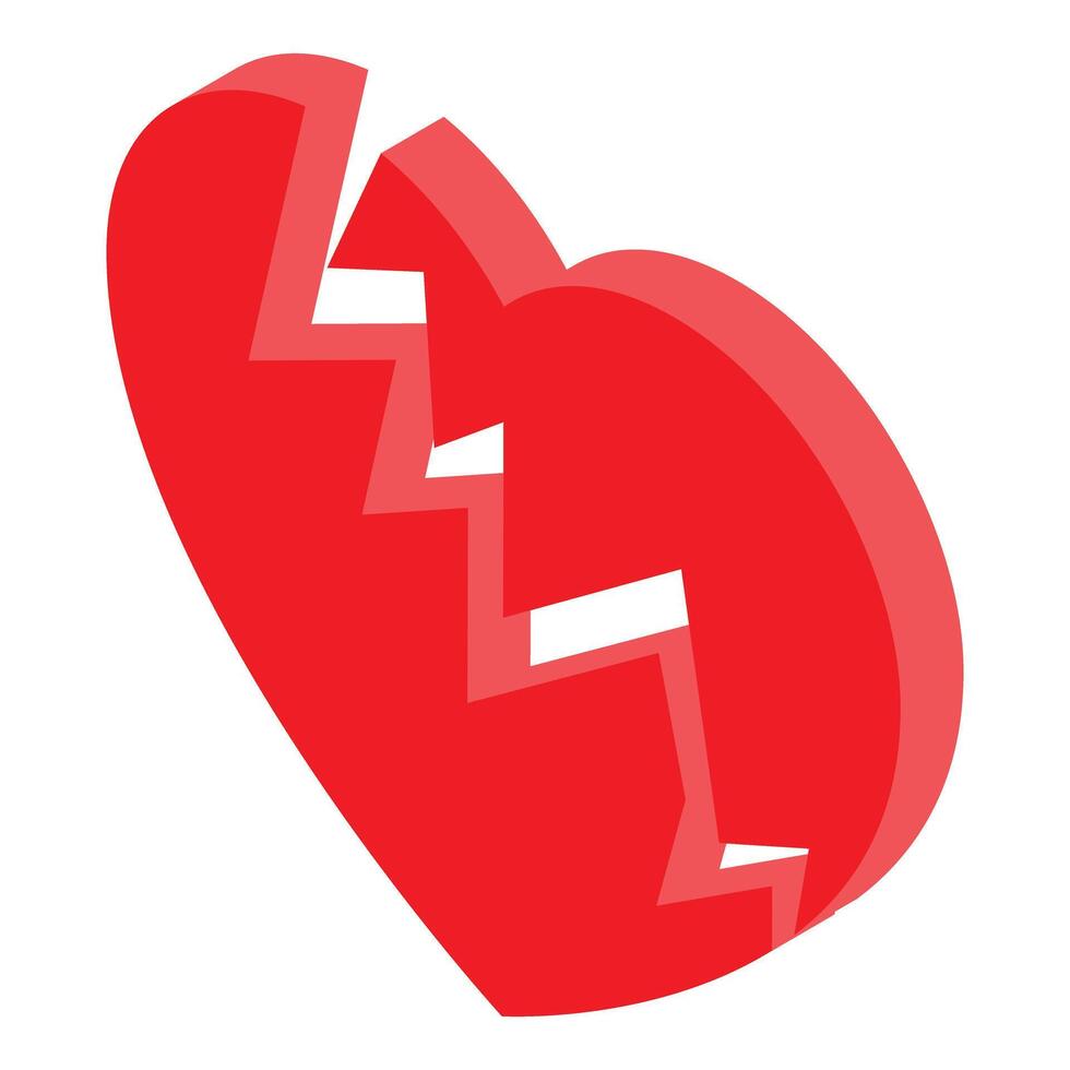 Red broken heart representing sadness and heartbreak vector