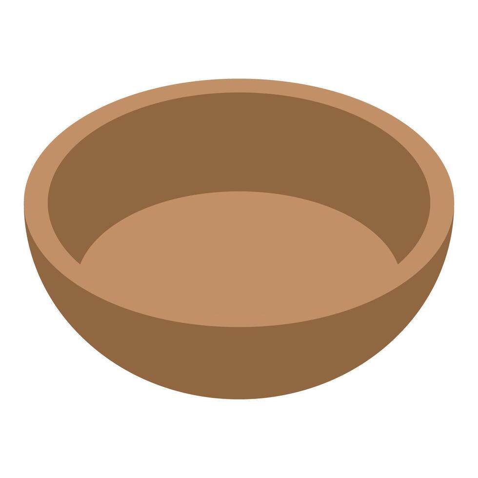 Empty wooden bowl isometric view vector