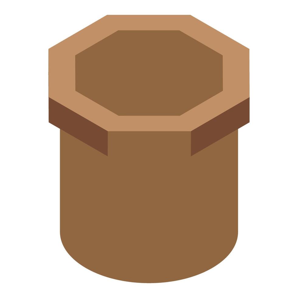 Empty flower pot with octagonal opening standing upright vector