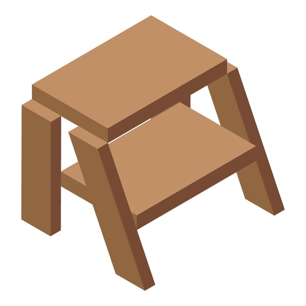 Wooden step ladder for working at height vector