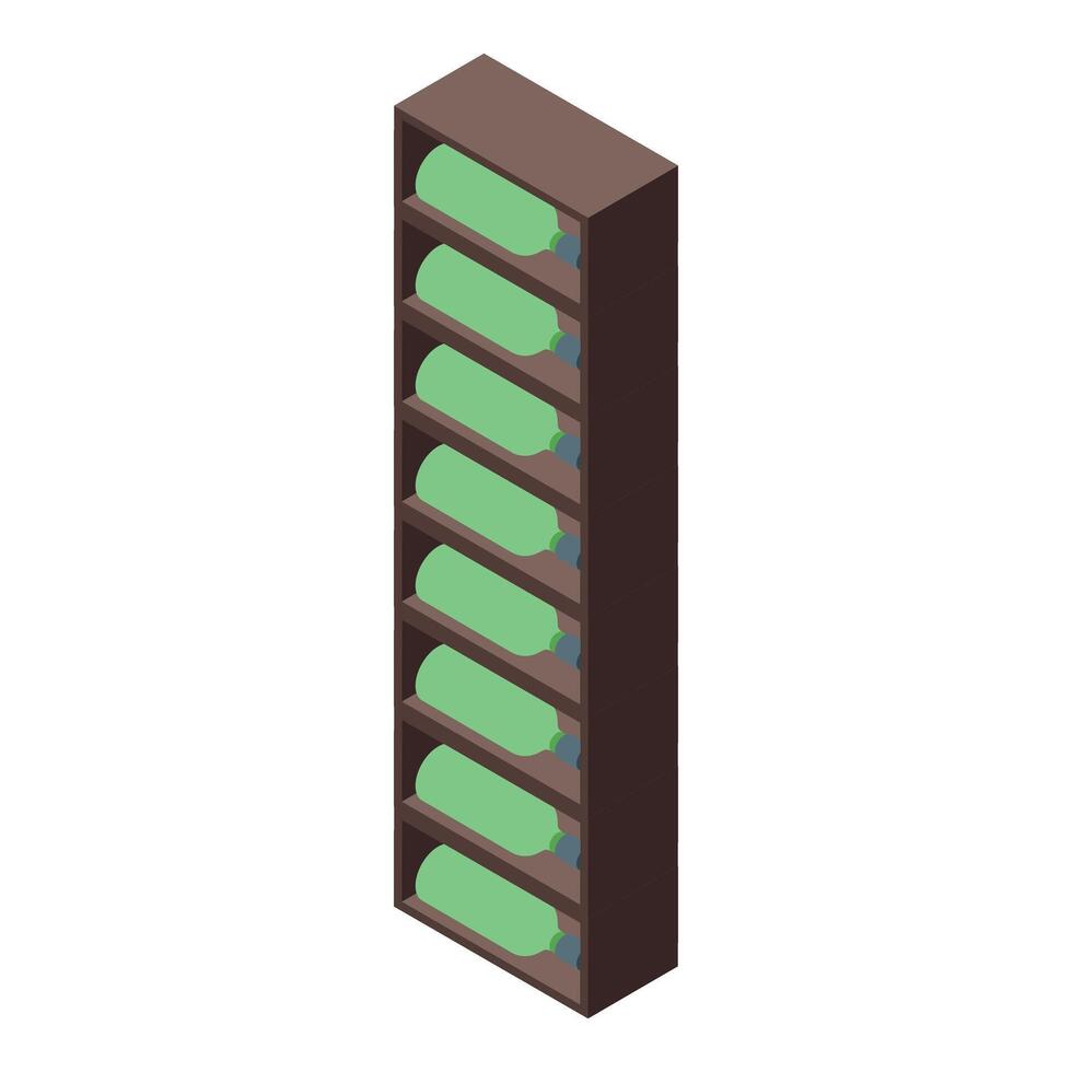Wine bottles resting on a wooden wine rack vector