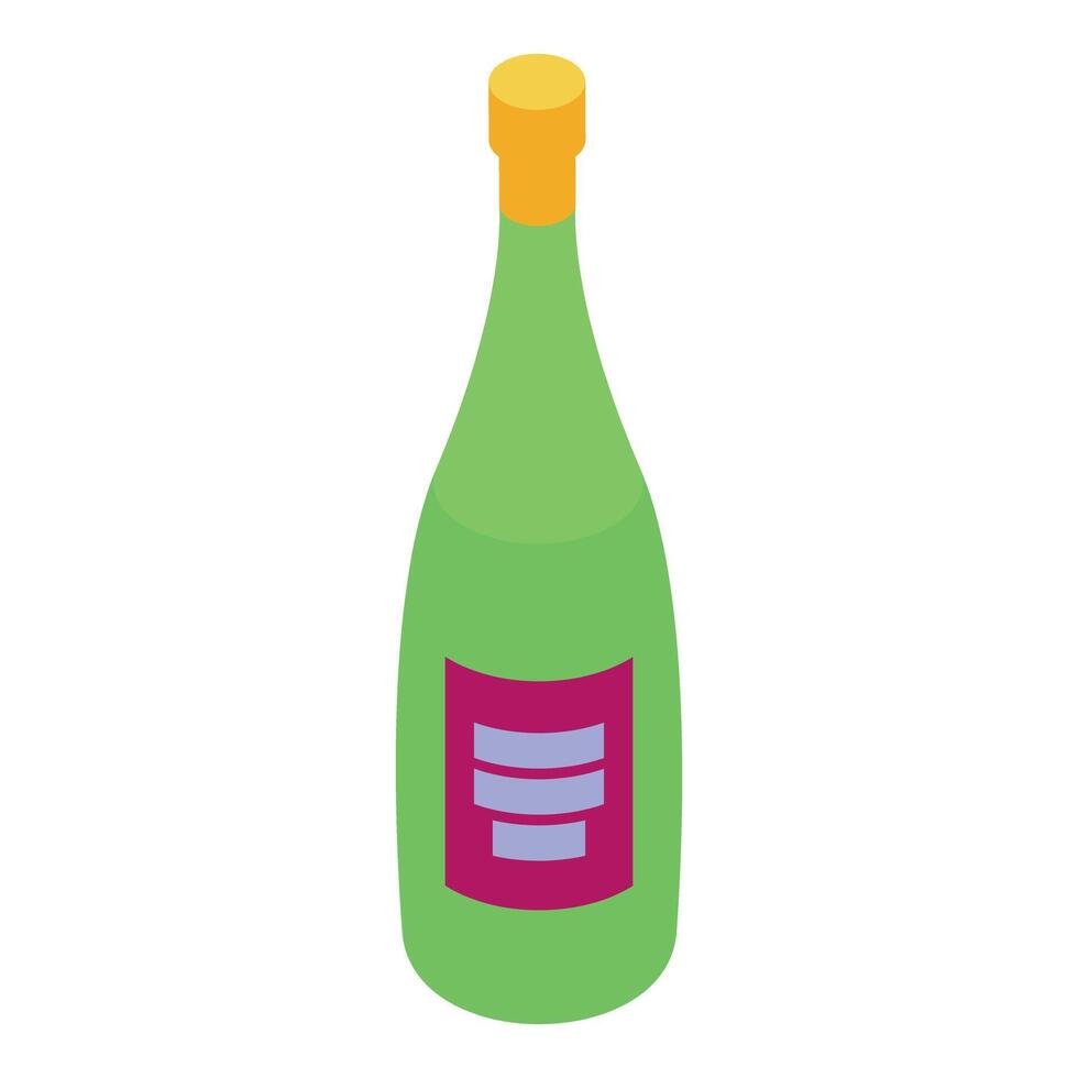 Green glass wine bottle is standing on white background vector