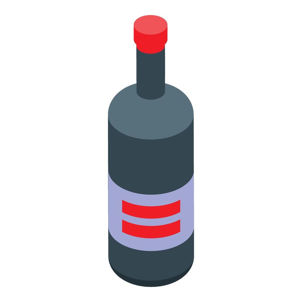Red wine bottle is standing on white background vector