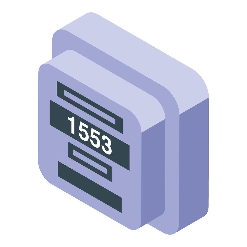 Electric meter showing power consumption data isometric view vector