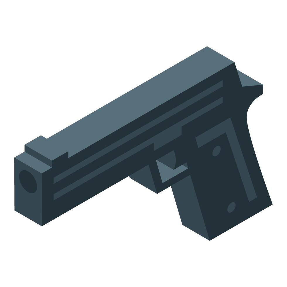 Isometric gun pointing right showing barrel and grip vector