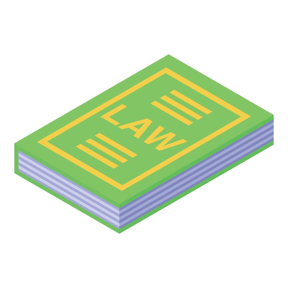 Green law book representing legal system and justice vector
