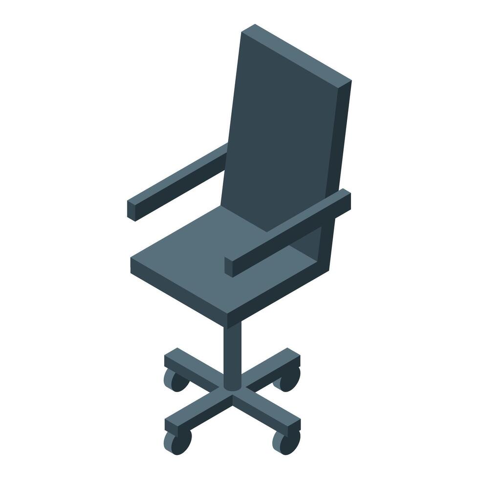 Modern office chair standing on wheels isometric icon vector