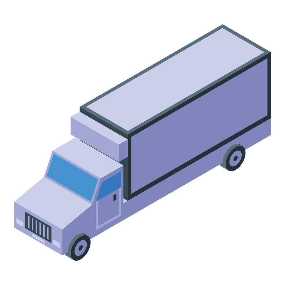 Delivery truck is delivering goods from warehouse in isometric view vector