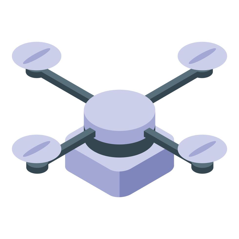 Modern drone flying with four propellers isometric view vector